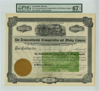 Transcontinental Transportation and Mining Co. - Stock Certificate